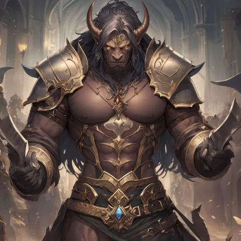 orcs, dark-skinned, horned, armor, strong, highly detailed, masterpiece, shadowverse style