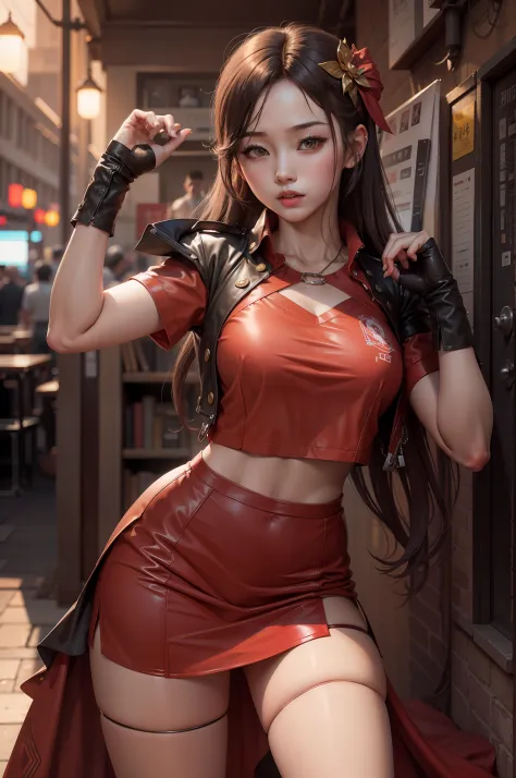 best qualtiy，tmasterpiece，超高分辨率，（fidelity：1.4），raw photogr，1girll，cinmatic lighting，king of fighters 97 game character athena。re...