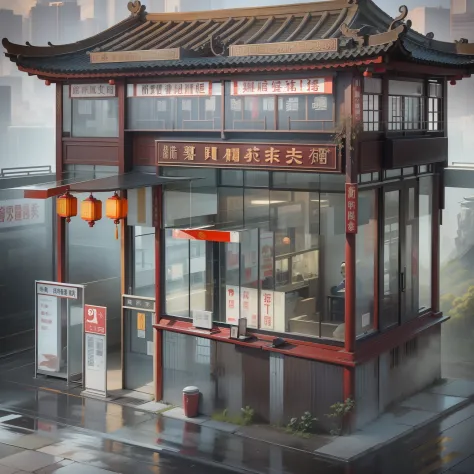 chinese antique chinese service station,chinese architecture,high belt service station，（sentry booth – a convenient service stat...