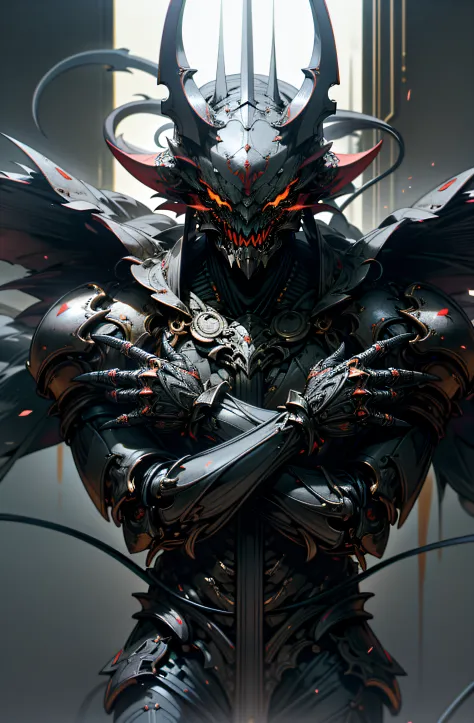 (masterpiece), best quality, ultra-detailed CG unity 8k wallpaper, high resolution, monster, demon, black armor, devil,