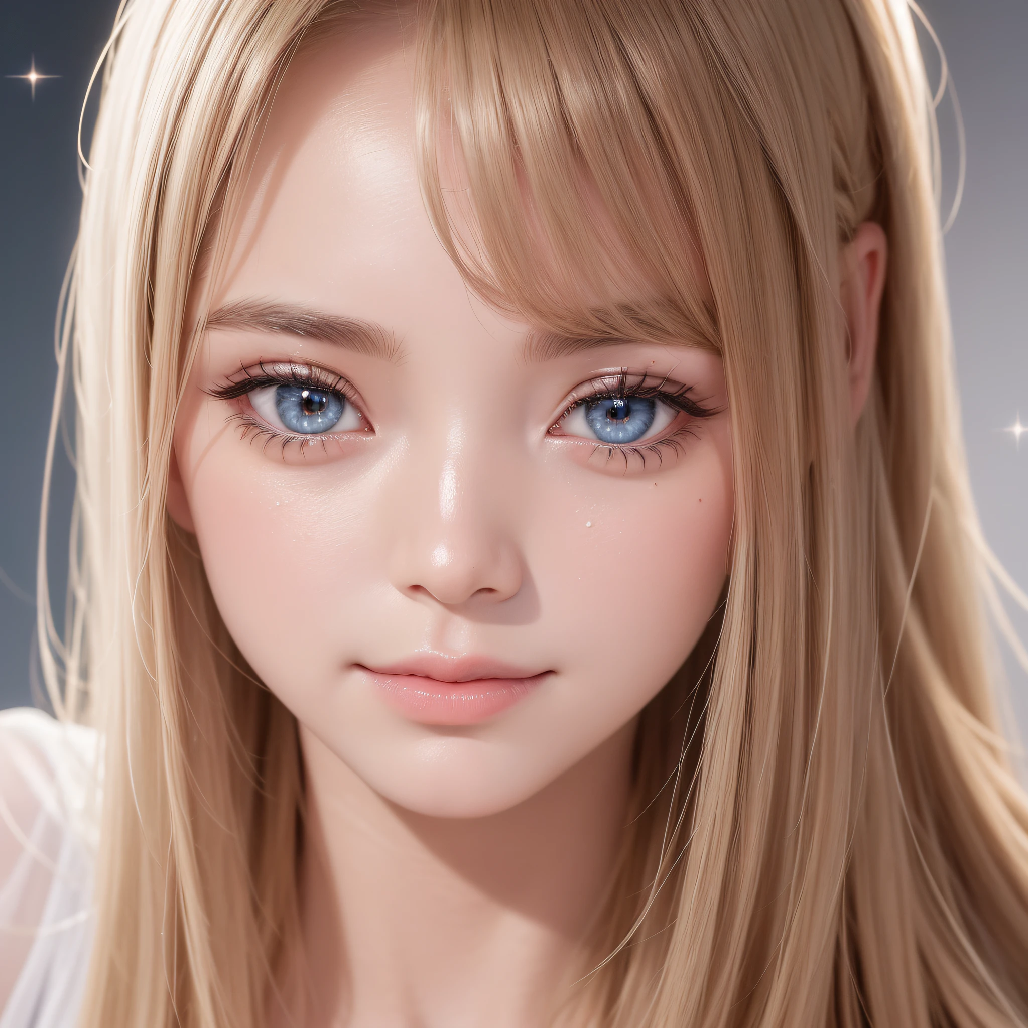 A close up of a woman with long blonde hair and blue eyes - SeaArt AI