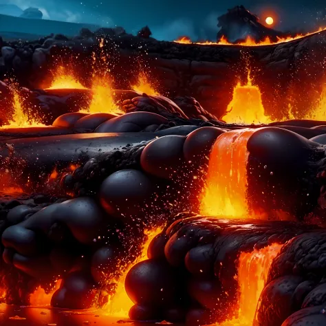 panorama,(eruption),lava,magma,splash,explosion,(moon)