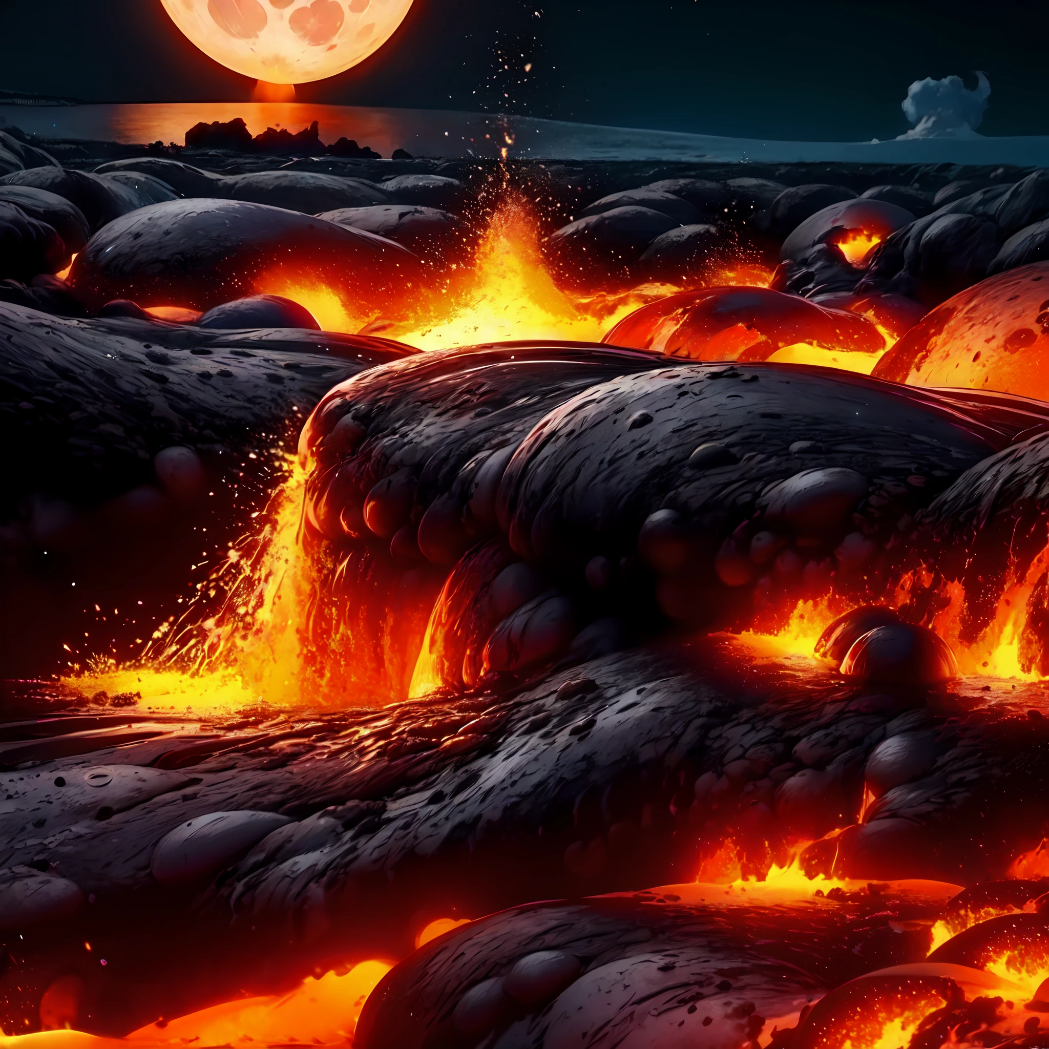 (lune),panorama,(éruption),assez,magma,éclaboussure,(Explosion)