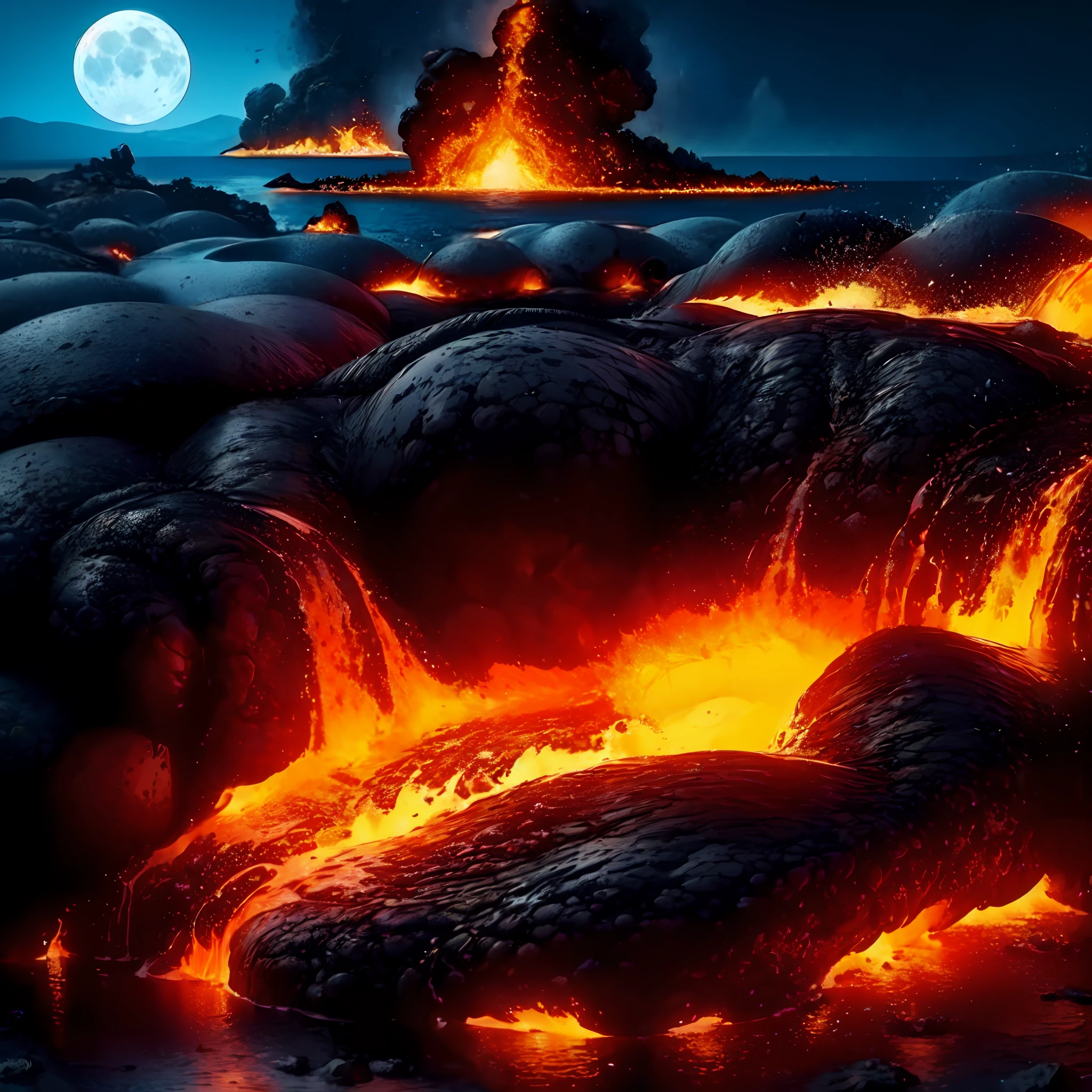 (lune),panorama,(éruption),assez,magma,éclaboussure,(Explosion),sous-marin