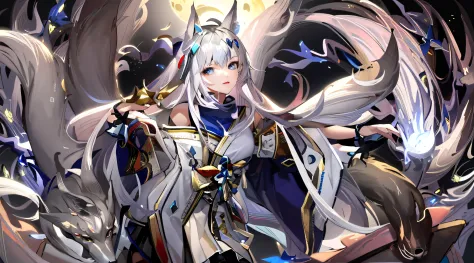 anime girl with white hair and blue eyes holding a sword, onmyoji detailed art, onmyoji portrait, mizutsune, onmyoji, white-hair...