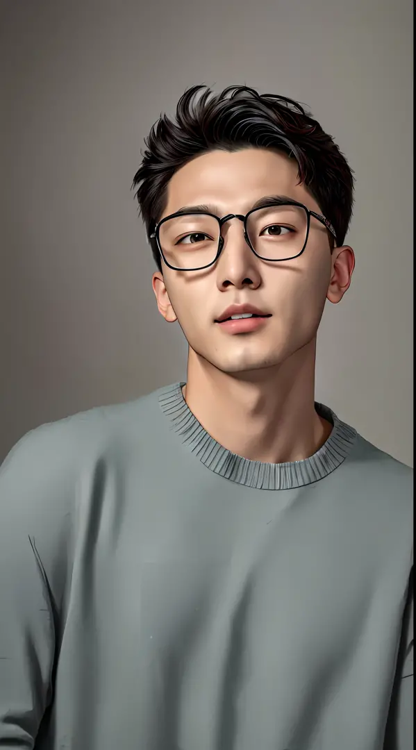 arad man posing for photo wearing glasses and sweater, hong june hyung, headshot profile picture, yanjun cheng, inspired by jeon...