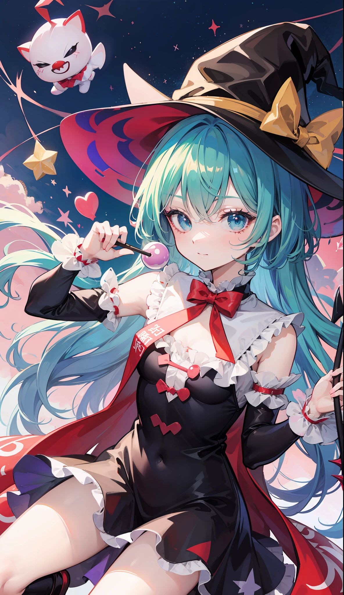 Anime girl in a witch costume with a cat and a cat - SeaArt AI