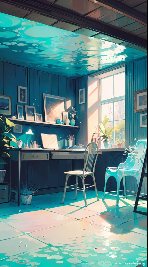 (porcelain plastic subsurface scattering underwater:1.6), room, chair, window, interior, best quality, masterpiece, drapery, hosted, Victoria, Victorian