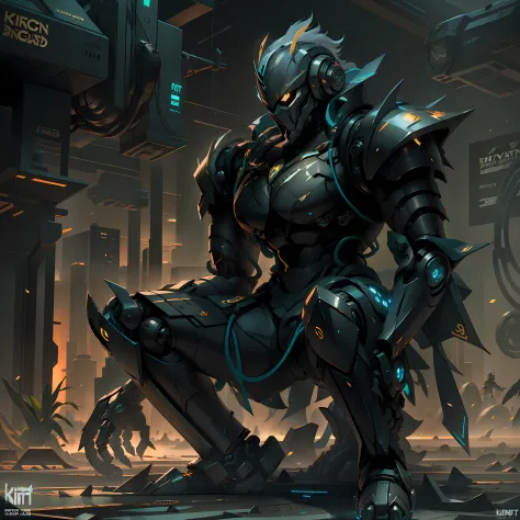 Knights in black armour robot style, DeviantArt art, art station, cyberpunk, robot, machine,