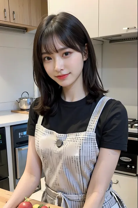 a woman is cooking、(kitchin_apron:1.wear 3)、good hand、4k、hight resolution、​masterpiece、top-quality、cap:1.3、((hasselblad photo))、...