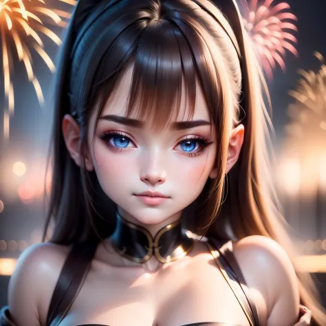 Close-up avatar。sideface，largeeyes，long eyelasher，Close-up portrait of a girl，style of anime，8K,8K high quality detailed art, Be...
