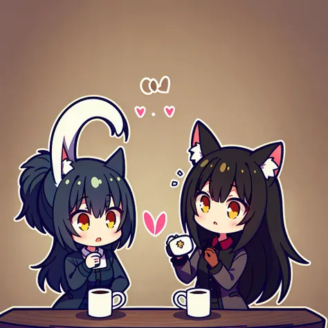 Kizi，tchibi，Cat ears，kiss，Yuri，coffee mug，coda，Head rubbing，in mug ...