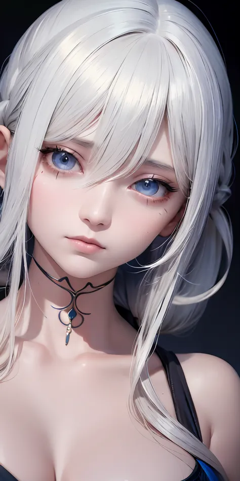 anime styled、One Person１８Beautiful woman of age、Moisturized and beautiful eyes、ciri、a picture、androgynous hunnuman、oval jaw、Delicate features、Beautiful expression、Beautiful blonde hair、Long bangs、long pony tail、Blue eyes with a beautiful glow、LDS Art