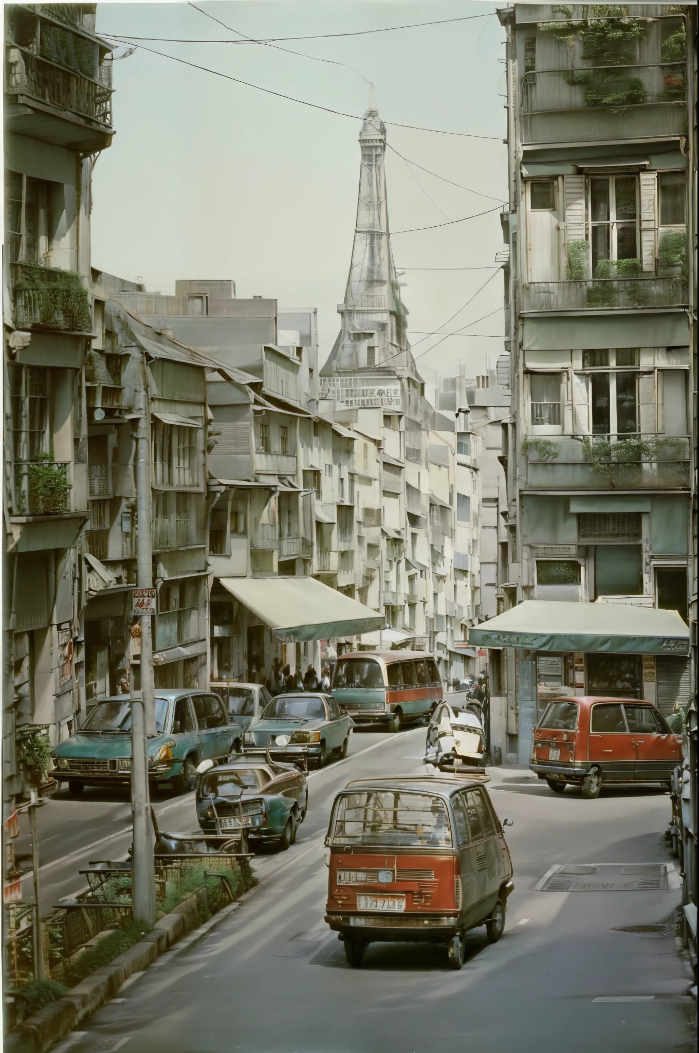 Paisaje de París en los años 1970, fotografía antigua