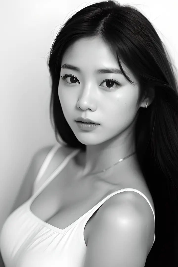 Photo of a Beautiful Korean kpop idol Woman, Summer, Lustful, film grain, Ilford HP5, 80mm