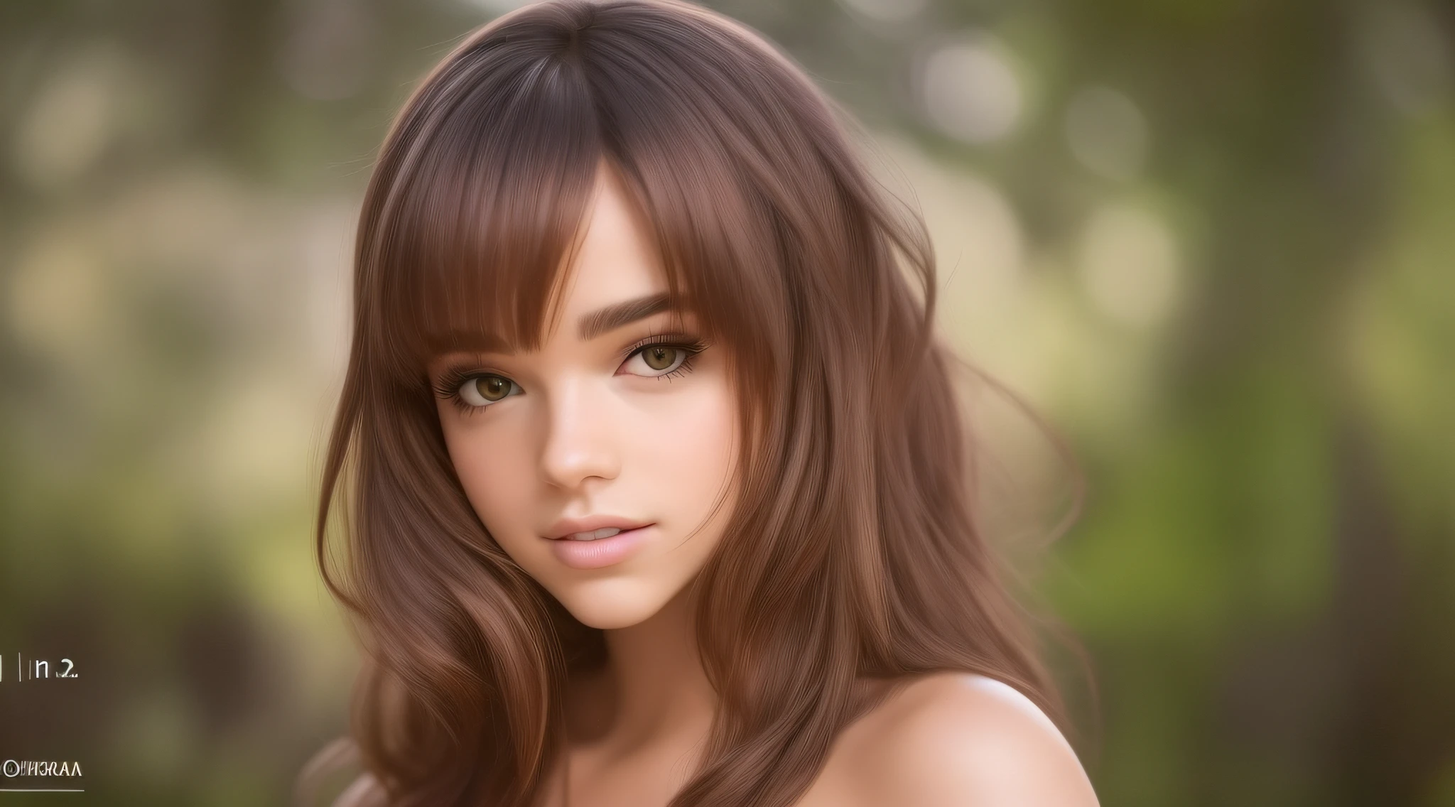 A close up of a woman with long brown hair and a white top - SeaArt AI