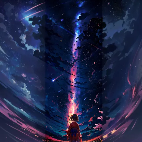 Anime girl looking at the stars in the sky, Anime art wallpaper 4k, Anime art wallpaper 4 K, Anime art wallpaper 8 K, Anime wallpaper 4K, Anime wallpaper 4 k, 4K anime wallpaper, amazing wallpapers, anime wallpaper, anime backgrounds, space sky, 4k manga w...