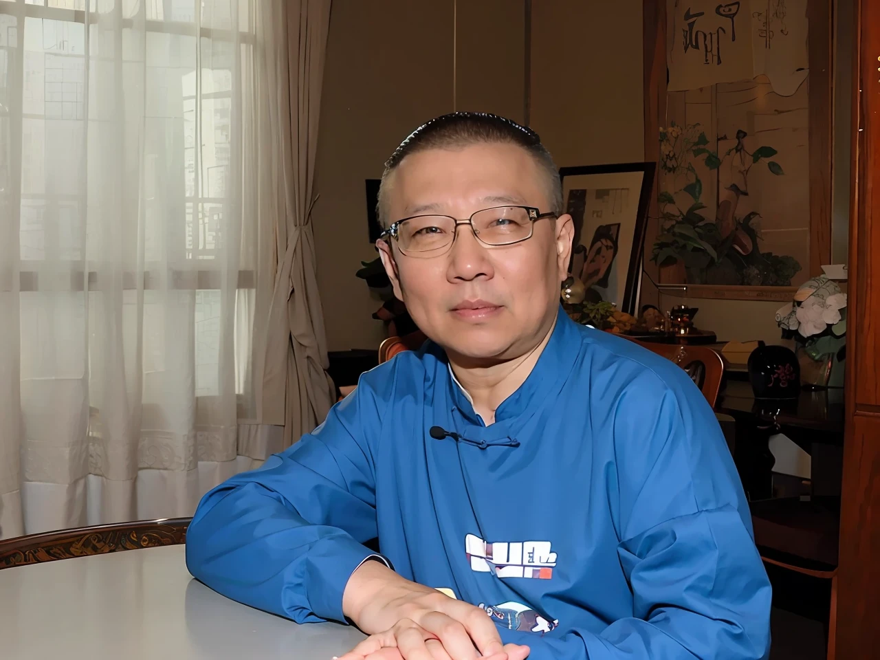 there is a man sitting at a table with a plate of food, qi sheng luo, xiang duan, guangjian huang, song nan li, xiaoguang sun, lin hsiang, feng shu, wang liang, wu liu, Liang Xing, xue han, lei min, huifeng huang, Jung Lin