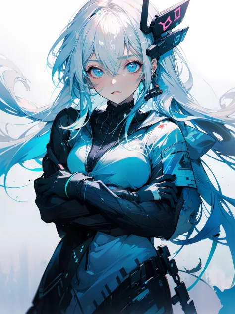Blue-haired side ponytail，Design clothing，Seven-doppelganger shot，Anime style 4K，Anime girl with teal hair，trending on artstation pixiv，cyberpunk anime girl，Lovely Waifu in beautiful clothes，Anime moe art style，High quality anime art style，The animation st...