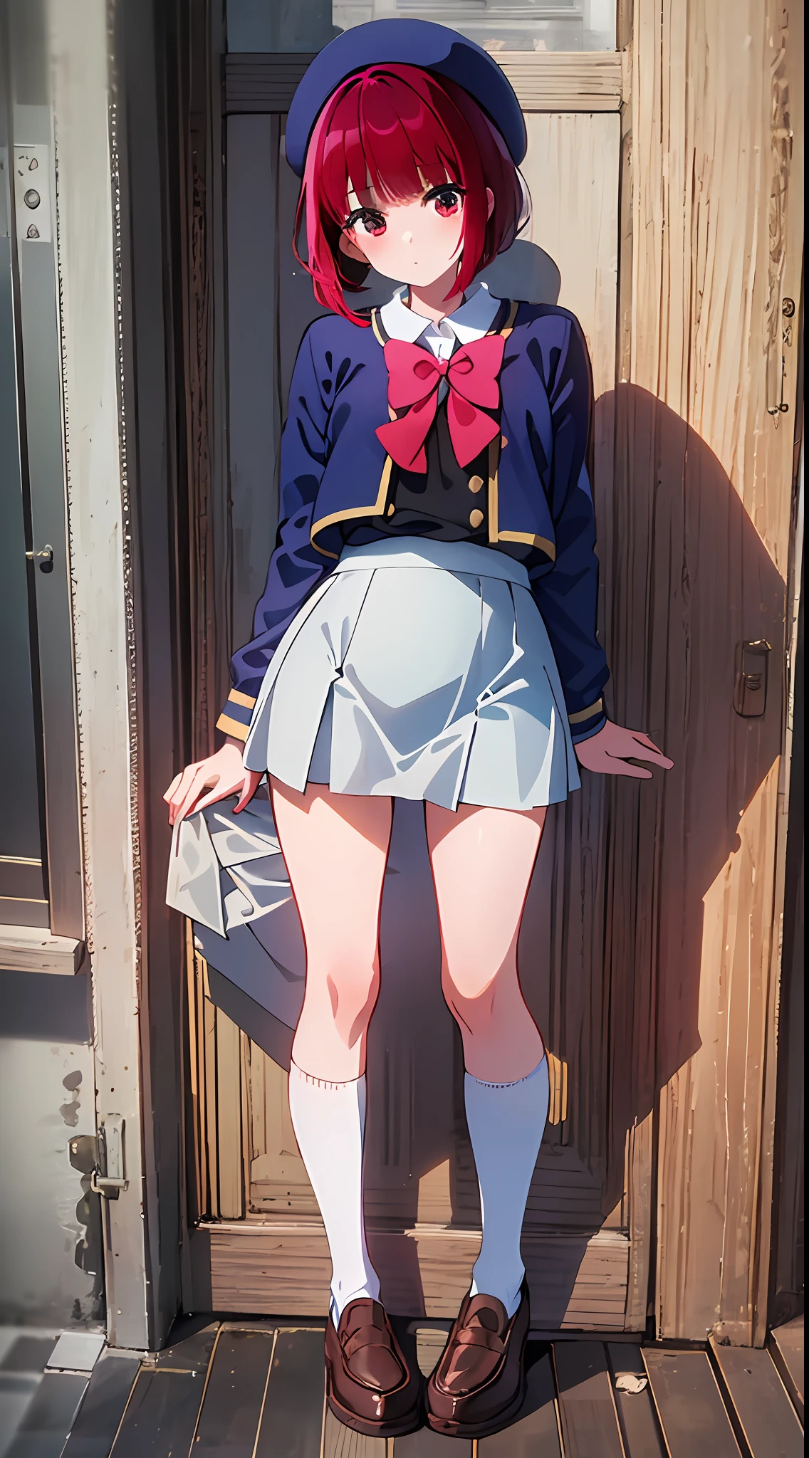 冬, main girl is 美しい and かわいい, traditional ユニフォーム, navy blue セーラー服, "neat and bright ユニフォーム coordination", 全身, 全身 illustration, 最高のイラスト, realistic and elaborate ユニフォーム, high school ユニフォーム, 小学校 student, ((最高品質)), ((傑作)), (詳細: 1.4), 解剖学的, 受賞歴のあるコンセプトアート, 美しい, fine 詳細s, 肖像画, 見ている視聴者, (全身 view) ), 女の子1人, 全身, 一人で, , 小学校 student, 子役, 赤毛, 赤毛, ショートヘア, 赤い目, 大きな目, かわいい underwear, パンティー, ロングスカート, silk material パンティー, スカートリフト, 赤面, 教室, へそ出し, 衣服リフト, 簡単な背景, 衣服を持ち上げる, 白のシャツ, ユニフォーム, セーラー服, Japan かわいい ユニフォーム, 目をそらす, 変化, 小学校, The main girl is 美しい and かわいい, , 童顔, かわいい, 若い, 若い appearance, 素晴らしい視覚的描写, プロフェッショナルな効果, 美しい girl, 小柄な女の子, 凹凸, 不条理, 凹凸, the oldest girls' school Japan based on Christianity along with the girls' school for ユニフォーム, "very かわいい with traditional ユニフォーム", "very かわいい セーラー服 for both summer and winter clothes", ローファー, 赤毛, 赤い目, traditional ユニフォーム, きちんとしたコーディネート, "当校の教育方針に沿って "自立した女性を育てる", the beauty of intelligent and dignified women is expressed in ユニフォームs.