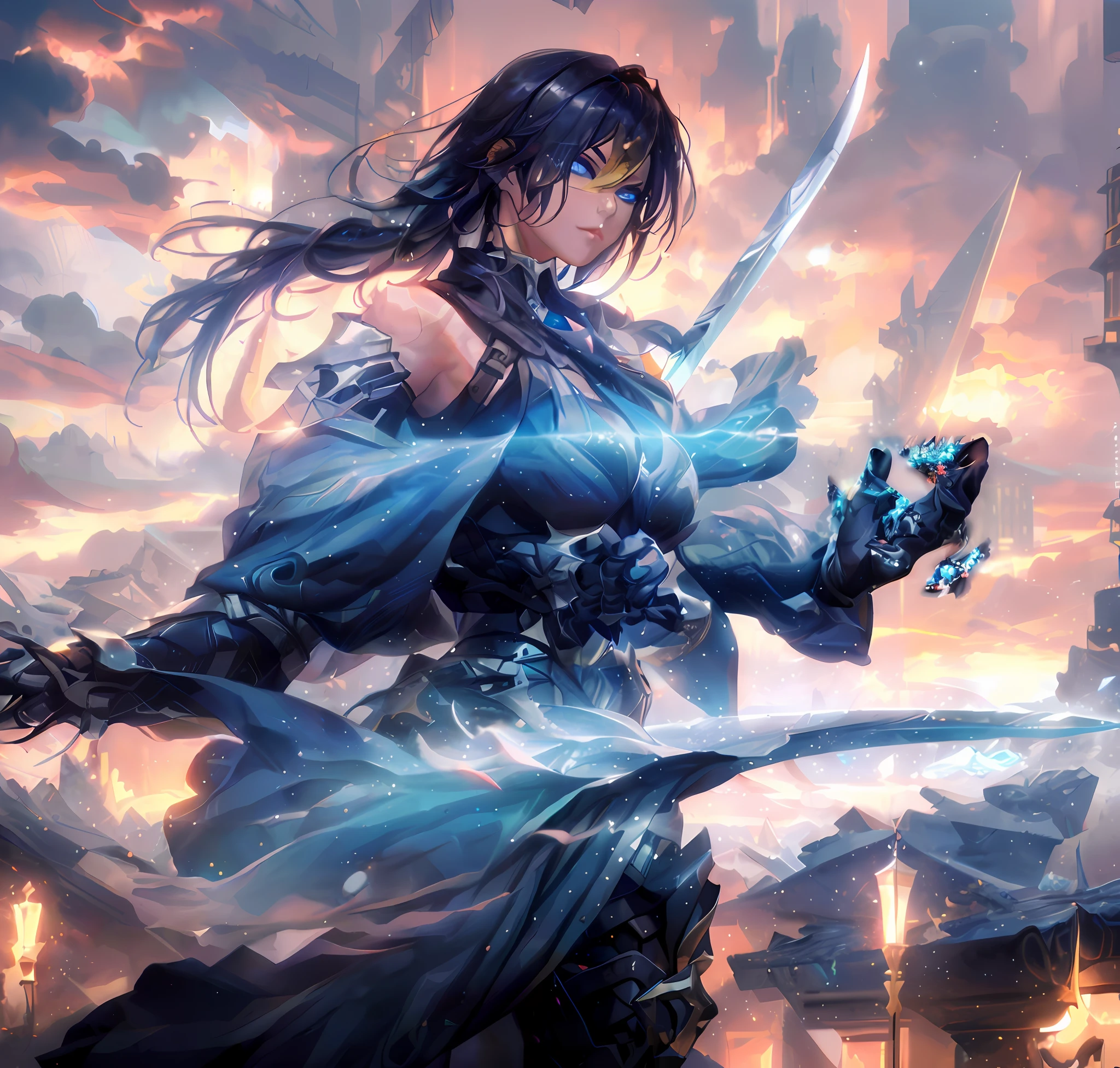 Anime girl with sword and armor in fantasy setting, 2. 5 D CGI anime fantasy artwork, Anime fantasy artwork, Badass anime 8 K, Anime epic artwork, Anime fantasy illustration, Epic fantasy digital art style, beautiful fantasy anime, Kushatt Krenz Key Art Women, Detailed key anime art, Epic fantasy art style HD, detailed fantasy art