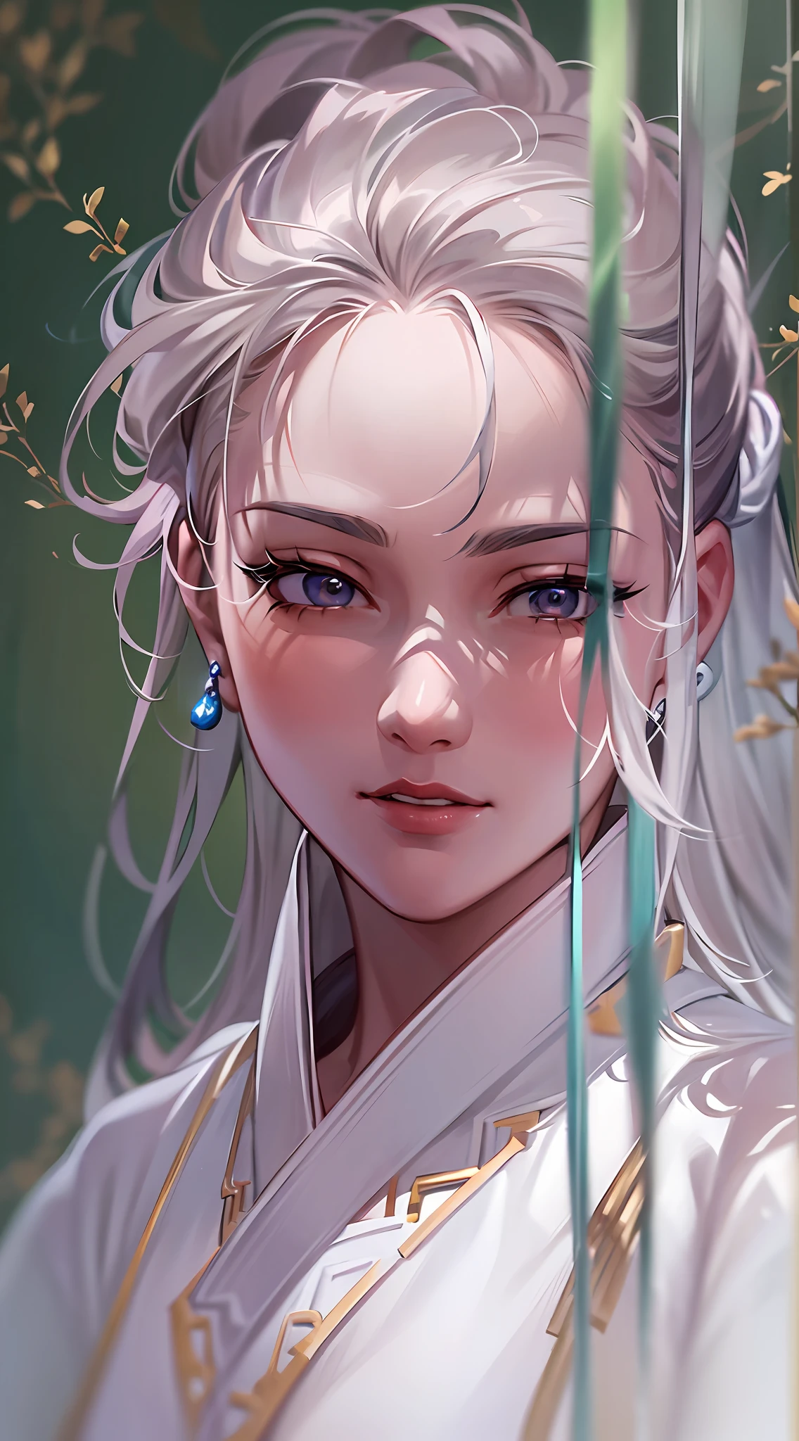 a close up of a woman with a sword in a white dress, a character portrait by Yang J, trending on cgsociety, fantasy art, beautiful character painting, artwork in the style of guweiz, guweiz, white hanfu, flowing white robes, full body wuxia, epic exquisite character art, stunning character art, beautiful female assassin