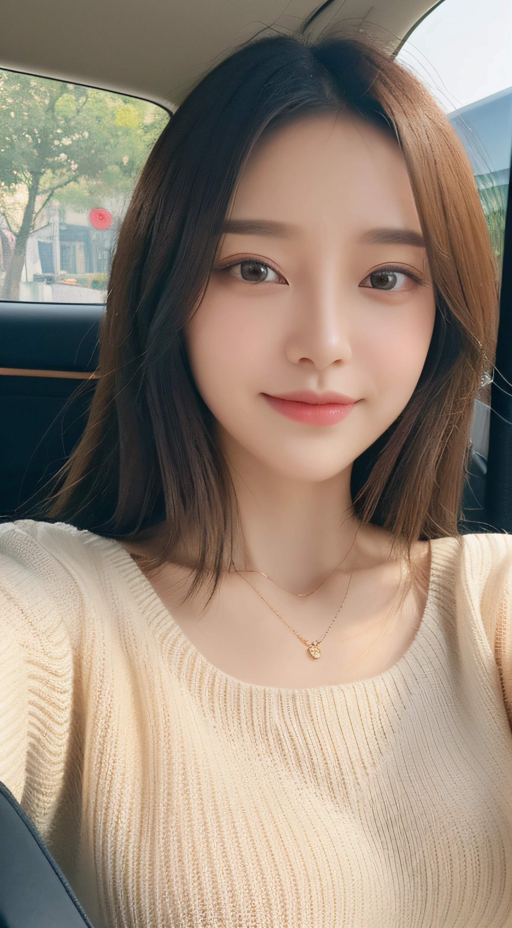 ((Best Quality, 8k, Masterpiece:1.3)), Focus:1.2, Perfect Body Beauty:1.4, Buttocks:1.2, ((Delicate Hair)), (Sweater Tube top:1.1) , (Sports car, street: 1.2), Highly detailed face and skin texture, Detailed eyes, Double eyelids, whitening skin, huge breasts, smile, wearing necklaces, rings, people sitting in cars with their buttocks up,