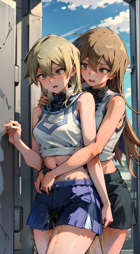 Two women having fun in downtown、obscenity:1,2、Metamorphosis:1,2、Lesbian Mika:1,2、Grabbing each other's buttocks、Asuka of the Heavenly Court、incontinence、Kissing、White tank top、Navel、Black Hot Pants、Cowboy Shots、tre anatomically correct