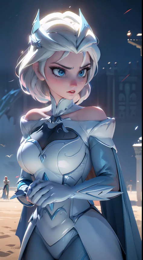 Elsa-Batman Fusion, Cabelos brancos da Elsa, particulas de gelo com morcegos, melting, 1girl, Beautiful, (master part:1.2), (mel...