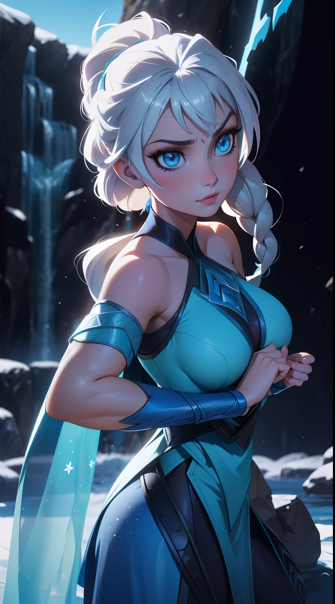 Elsa-Sub-zero Fusion, Elsa&#39;s white hair, Sub-zero clothes, ice particles, melting, 1girl, Beautiful, (master part:1.2), (best qualityer:1.2), ((struggling pose)), ((field of battle)), cinemactic, perfects eyes, perfect  skin, perfect lighting, sorrido, Lumiere, Farbe, texturized skin, detail, Beauthfull, wonder wonder wonder wonder wonder wonder wonder wonder wonder wonder wonder wonder wonder wonder wonder wonder wonder wonder wonder wonder wonder wonder wonder wonder wonder wonder wonder wonder wonder wonder wonder wonder, ultra detali, face perfect