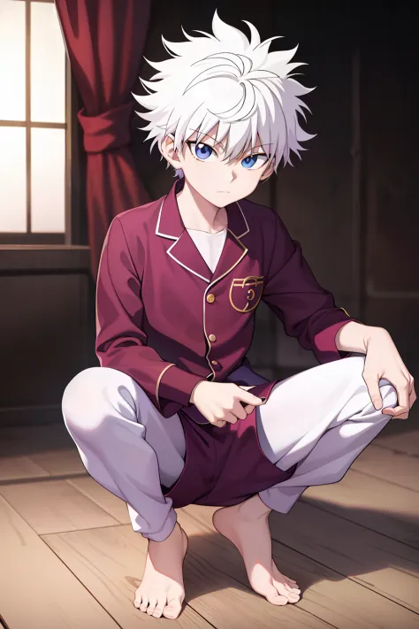 masterpiece, best quality, high quality, 1boy, solo, male focus, looking at viewer, full body, killua_zoldyck, background blood ...