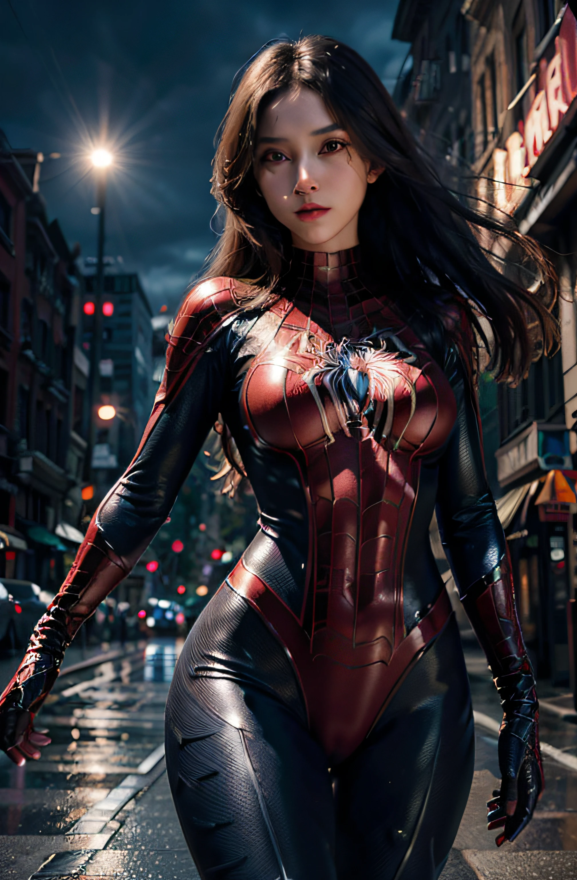 (wearing spiderwoman_cosplay_outfit:1.1), in front of a sky, 
good hand,4k, high-res, masterpiece, best quality, head:1.3,((Hasselblad photography)), finely detailed skin, sharp focus, (cinematic lighting), night, soft lighting, dynamic angle, [:(detailed face:1.2):0.2], medium breasts, outside,