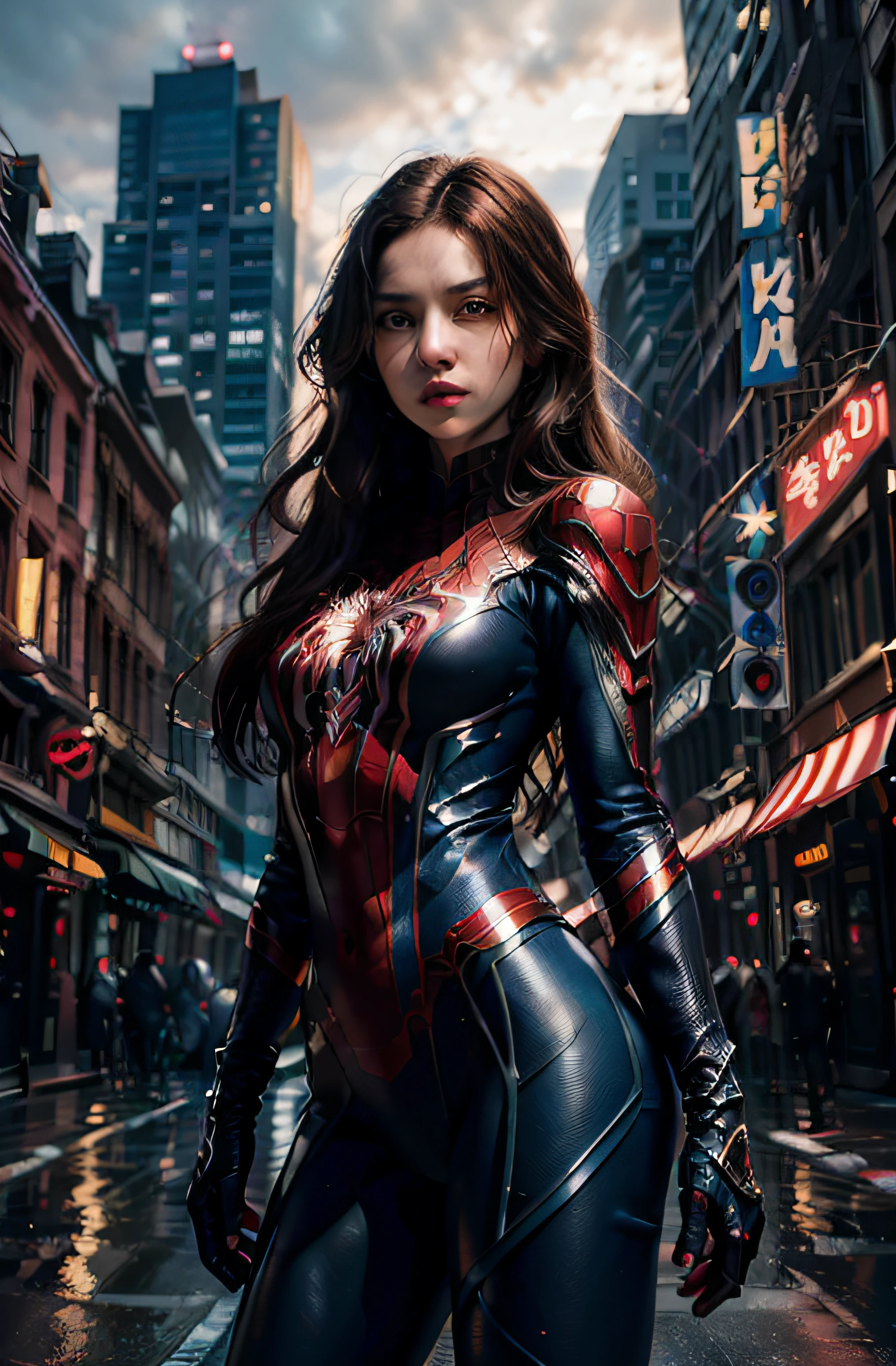 (wearing spiderwoman_cosplay_outfit:1.1), in front of a sky, 
good hand,4k, high-res, masterpiece, best quality, head:1.3,((Hasselblad photography)), finely detailed skin, sharp focus, (cinematic lighting), night, soft lighting, dynamic angle, [:(detailed face:1.2):0.2], medium breasts, outside,