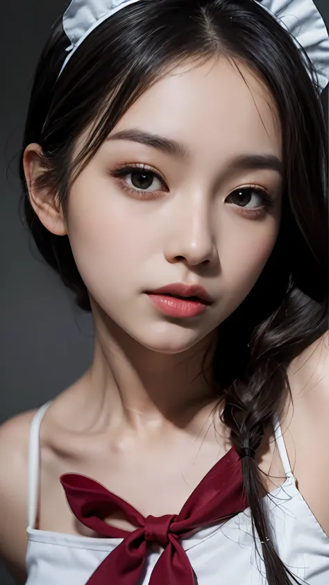 Slender Asian girl, kpop idol, ((maid uniform)), ((top quality, 8k, masterpiece: 1.3)), crisp focus: 1.2, beautiful woman with perfect figure: 1.4, highly detailed face and skin texture, detailed eyes, ((skinny)), beautiful face, symmetrical face, full-len...