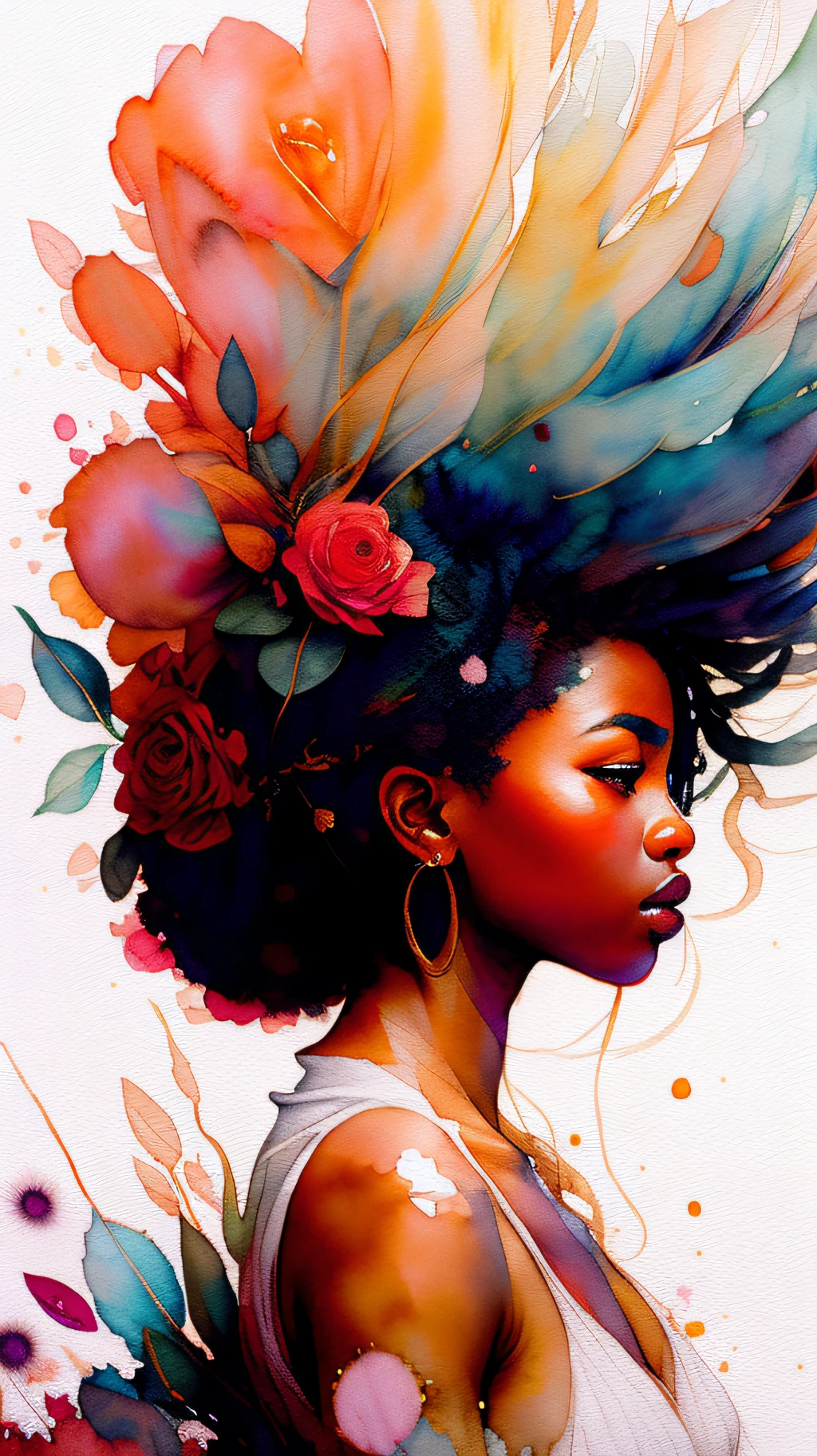 wtrcolor style, (rose) digital art, official art, blown by the wind, masterpiece, beautiful, ((watercolor)), paint splatter, intricate detail. Great detail, [dripping:0.7], Trending on Artstation, Rachel Walker