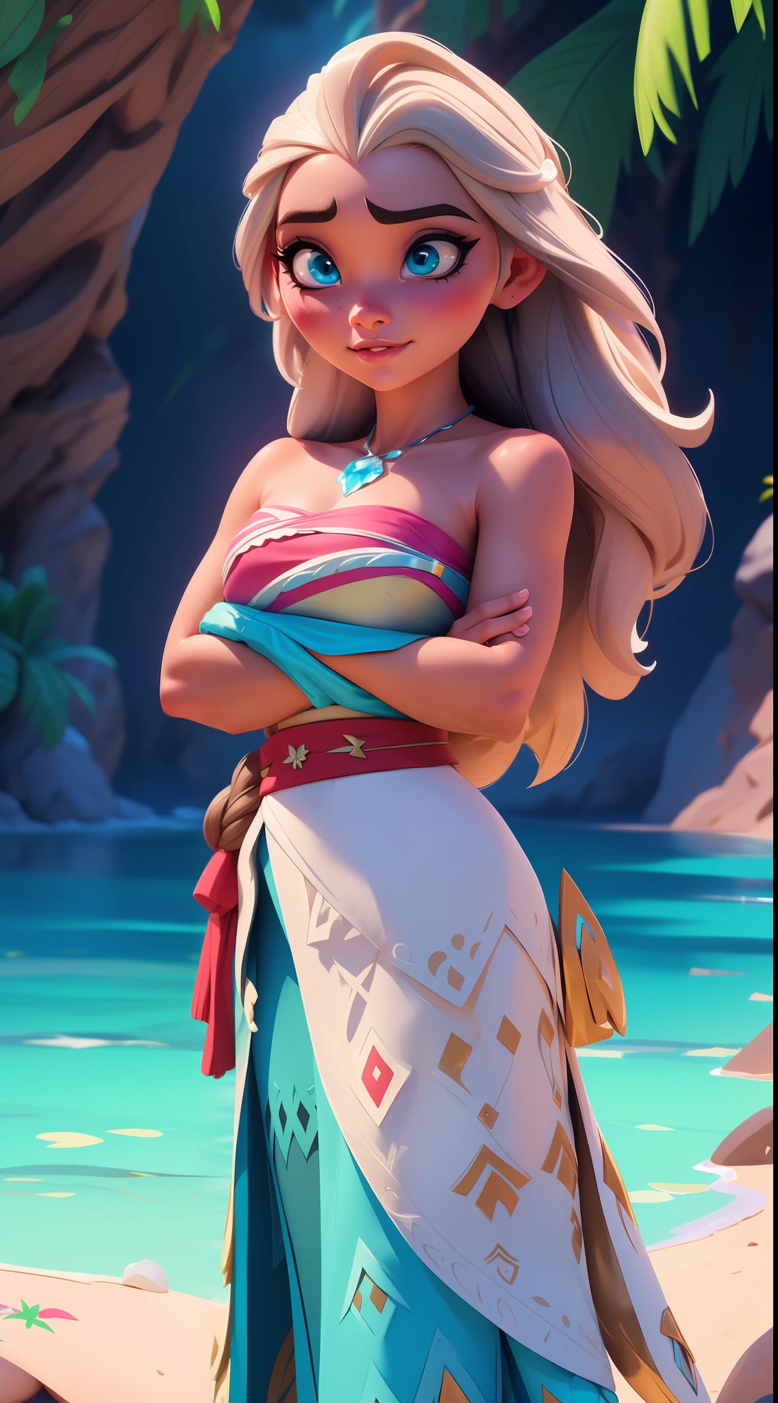 Elsa-Moana Fusion, Merging models, Moana&#39;s clothes, melting, 1girl, Beautiful, character, Woman, female, beachfront, (master part:1.2), (best qualityer:1.2), (standing alone:1.2), ((struggling pose)), ((field of battle)), cinemactic, perfects eyes, perfect  skin, perfect lighting, sorrido, Lumiere, Farbe, texturized skin, detail, Beauthfull, wonder wonder wonder wonder wonder wonder wonder wonder wonder wonder wonder wonder wonder wonder wonder wonder wonder wonder wonder wonder wonder wonder wonder wonder wonder wonder wonder wonder wonder wonder wonder wonder, ultra detali, face perfect