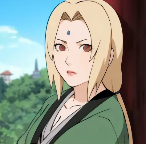 um close up de uma pessoa com cabelos loiros e uma jaqueta verde, Tsunade, Naruto, haruno sakura, sakura haruno, Sakura Haruno n...