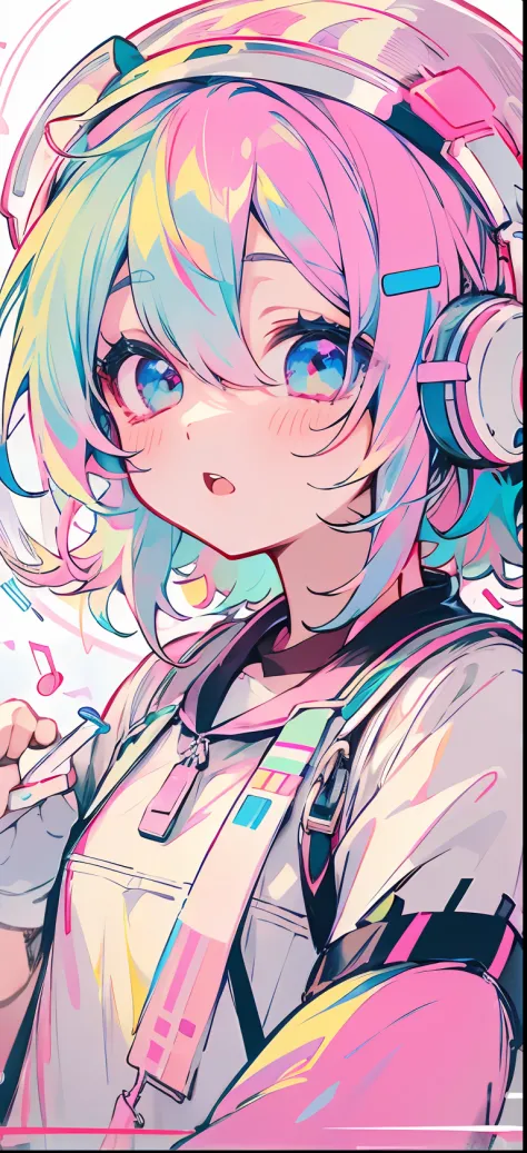 VOCALOID、One girl、colourful hair、PastelColors、dome、cute little、Music Background