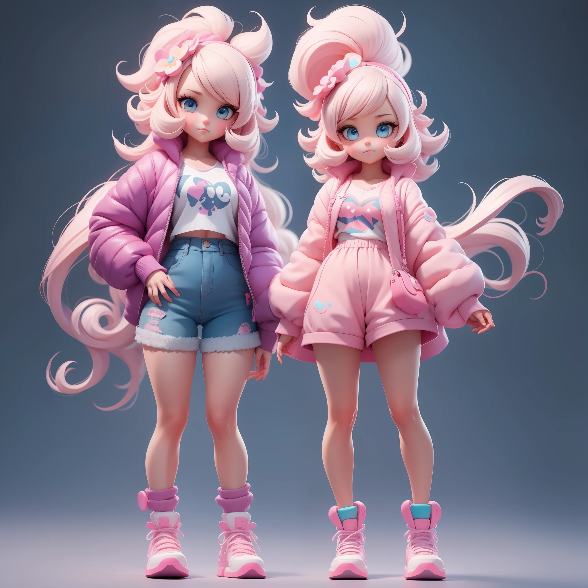 a super cute girl, full body, dreamy cute hair accessoriesPopmart Blind Box, IP design, clean and bright background3D rendering, OC rendering, 8k, soft focus, fine Glossysuper detail --ar 3:6 50 --q 2 --niji 5 --style expressive --s 2