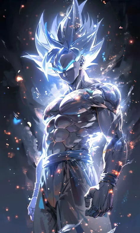 a close up of a person with a very large body and a very big body, ultra instinct, an epic anime of a energy man, 4 k manga wall...