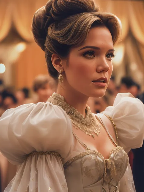 1980s style, Mandy Moore, A Stately and Elaborate Royal Cinderella Ballgown with (((enormous puffed sleeves))) and an hourglass ...