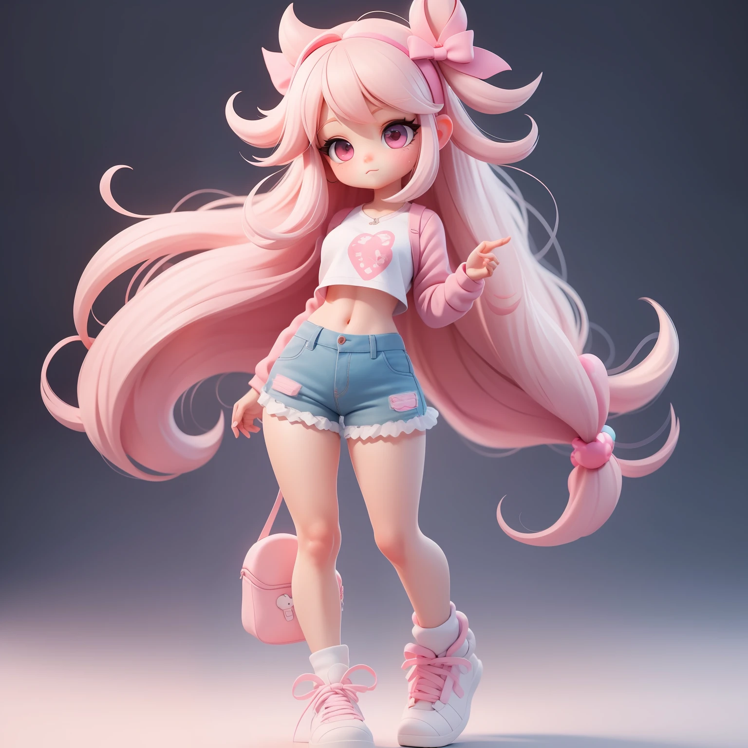 a super cute girl, full body, dreamy cute hair accessoriesPopmart Blind Box, IP design, clean and bright background3D rendering, OC rendering, 8k, soft focus, fine Glossysuper detail --ar 3:6 50 --q 2 --niji 5 --style expressive --s 2