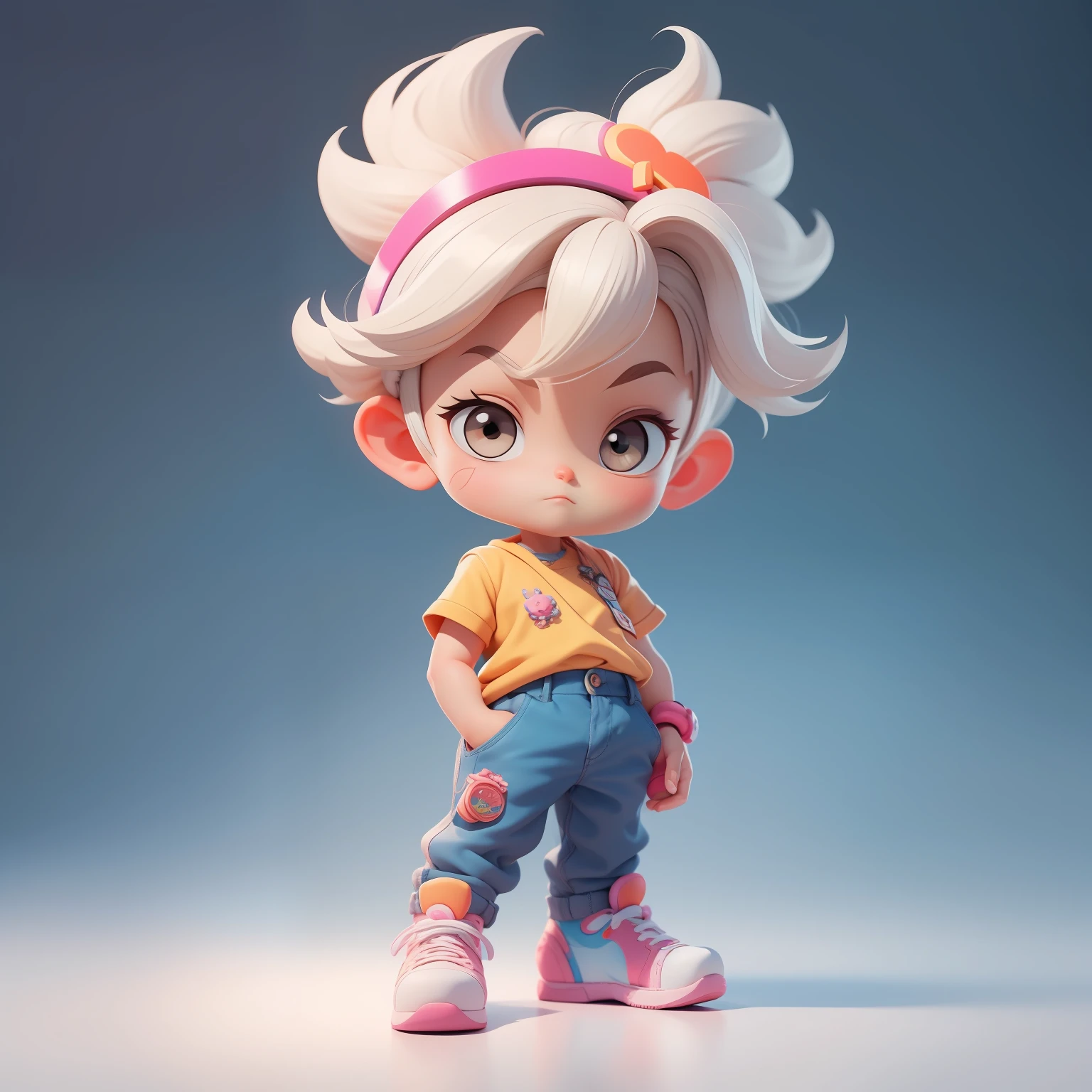 A super cute boy, full body, fantastic cute hair accessories Popmart blind box, IP design, clean bright background 3D rendering, OC rendering, 8k, soft focus, fine gloss super detail --ar 3:6 50 --q 2 --niji 5 --style expressiveness --s 2