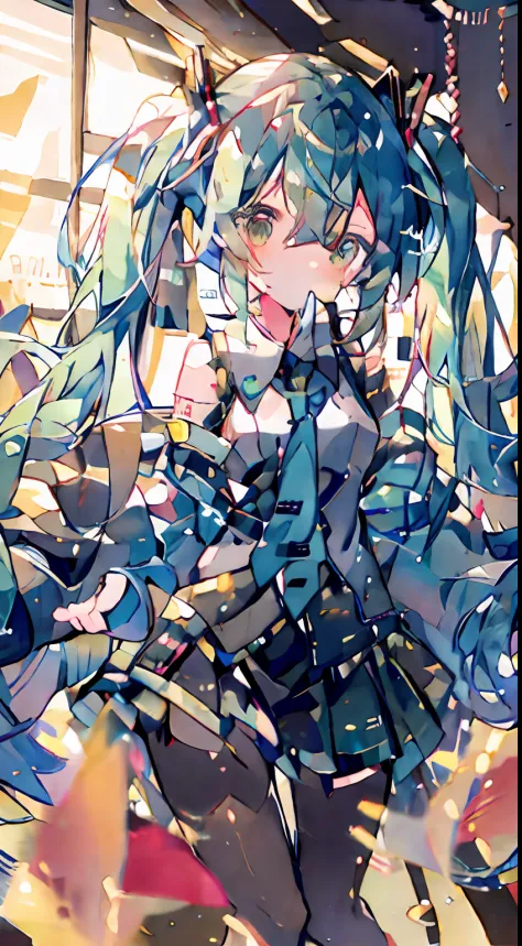 Hatsune Miku twintails、cute little、​masterpiece、Top image quality、top-quality