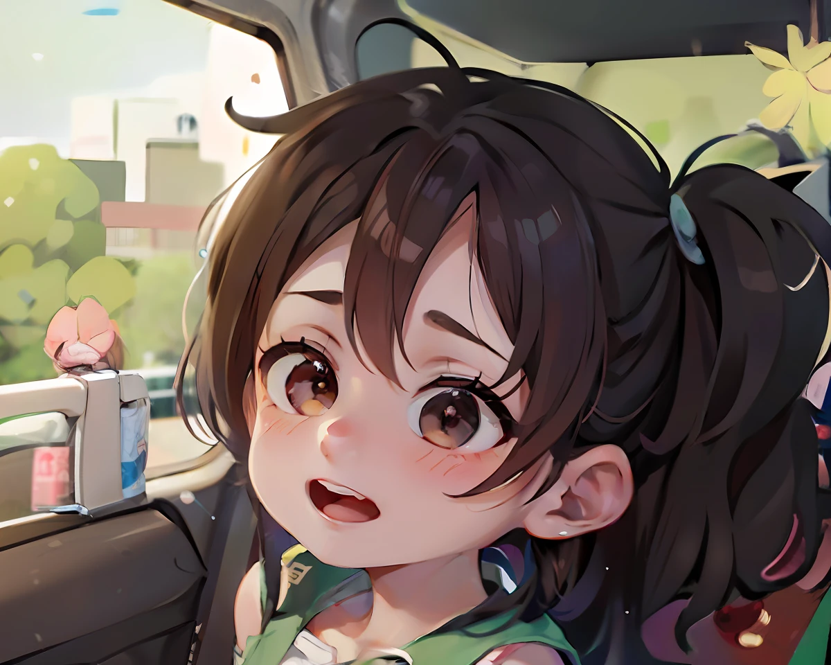 Menina anime no carro, kawaii retrato realista, Guweiz, anime moe artstyle, Loli, Arte no estilo de Guweiz, Retrato Lofi, retrato bonito, estilo de arte bonito, Sakimichan, arte oficial, Kawacy, anime estilizado, visual anime de uma menina bonito, kantai collection style