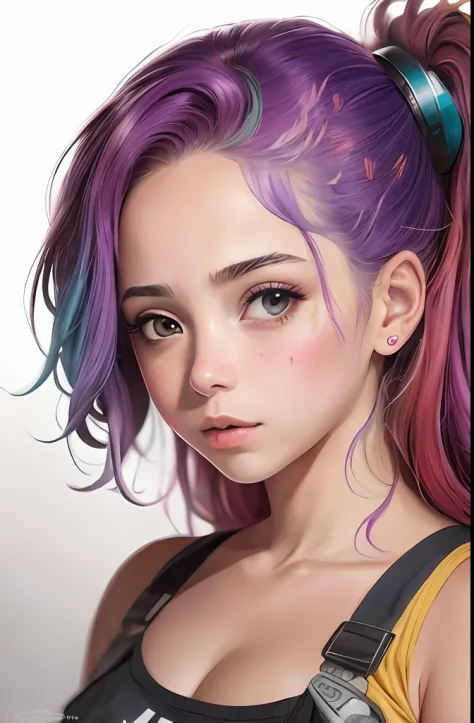 ((melhor qualidade)), ((ultra res)), ((fotorrealista:1.4)), (detalhes complexos), Girl with colorful hair and a colorful dress w...