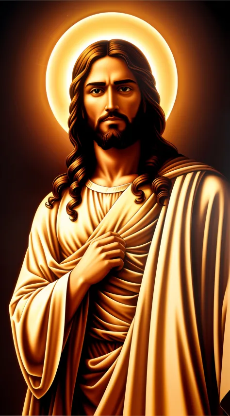 an image of Jesus, imposing