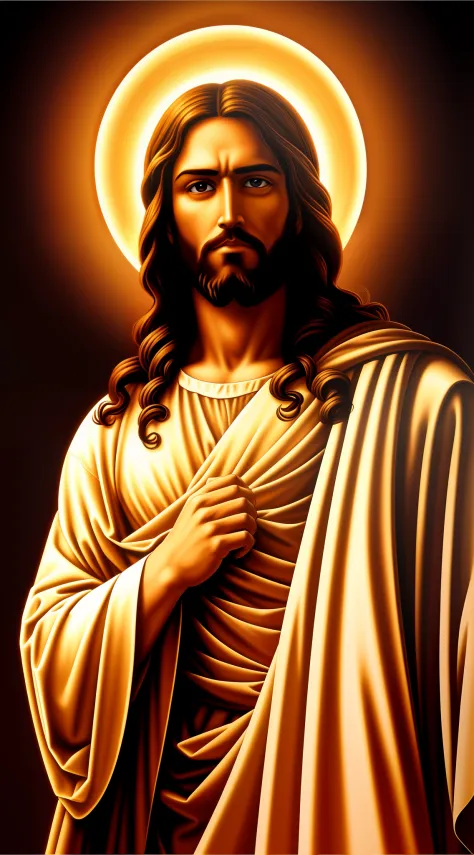 an image of Jesus, imposing