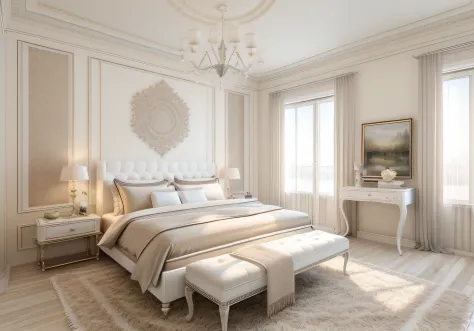 best quality, master picece, hyper detail, supper detail, best realistic, (classical bedroom, beautiful lighting, shimmering)|[d...