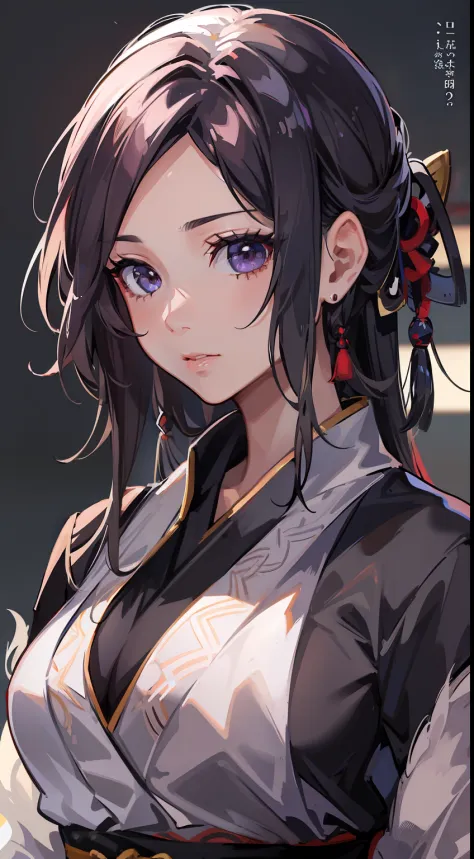 1girl, samurai outfit, sexy, cicatriz en el rostro, pelo corto, cara seria, ojos negros, cabello blanco